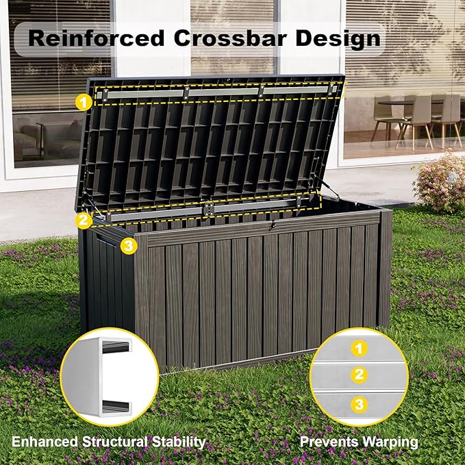 150 Gallon Waterproof Outdoor Storage Box, Resin Deck Box, Lockable Outside - Image 2