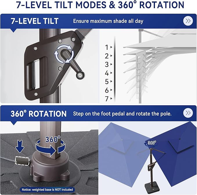 10 X 13 FT Cantilever Outdoor Patio Umbrella - Image 4
