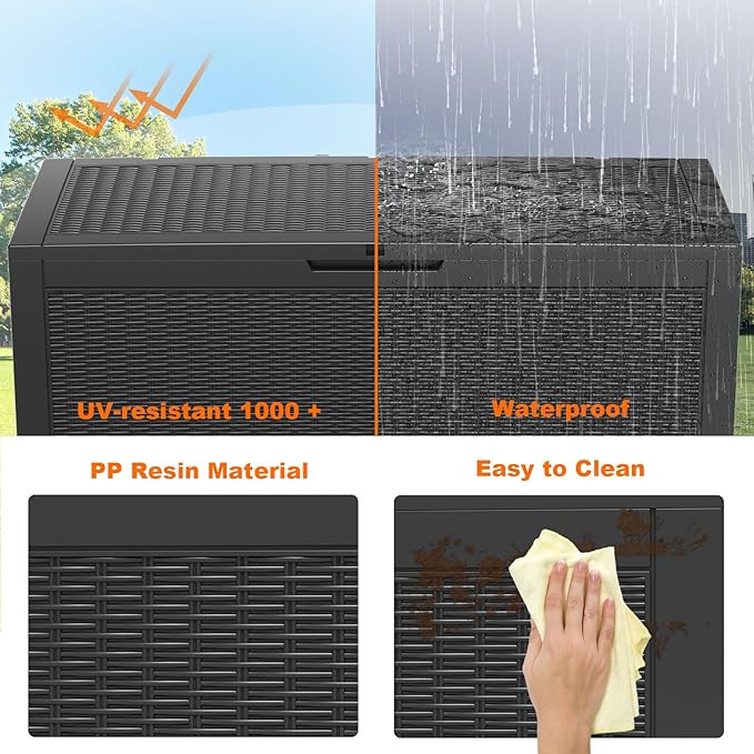 100 Gallon Outdoor Deck Box, Lockable Waterproof Outdoor Storage Boxes - Image 2