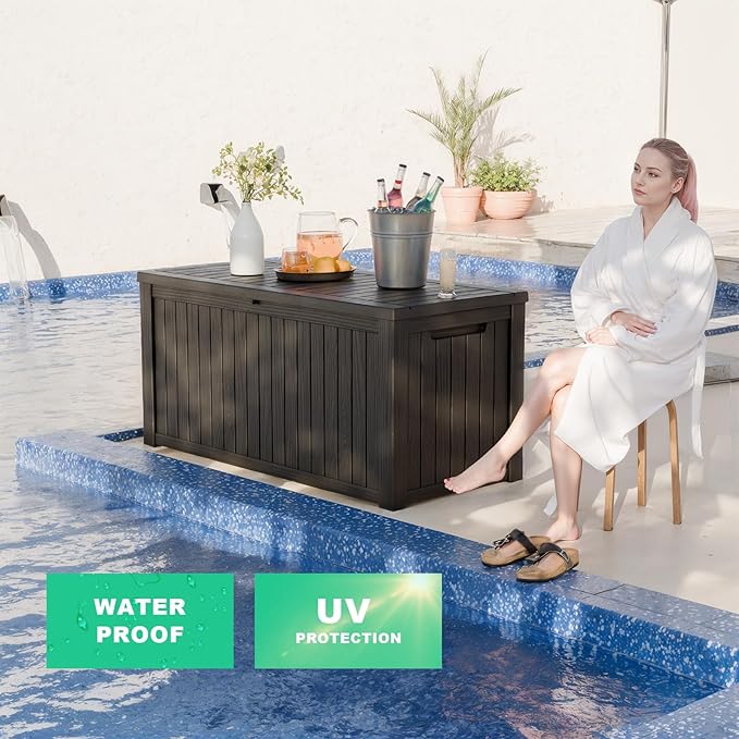 200 Gallon Waterproof Outdoor Storage Box, Resin Deck Box, Lockable Outside - Image 3