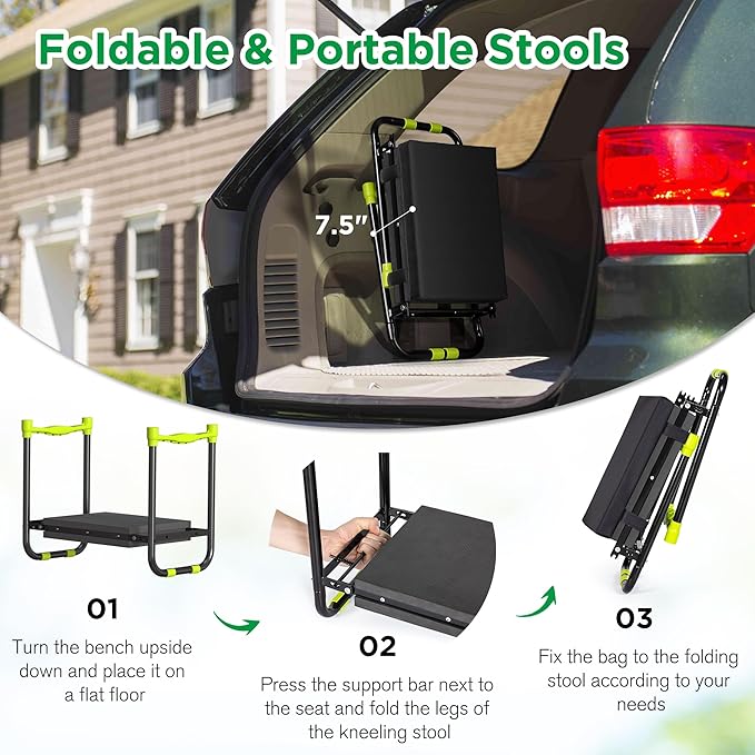 10.8” Wide Garden Kneeler and Seat, Heavy Duty Foldable Gardening Stool - Image 8
