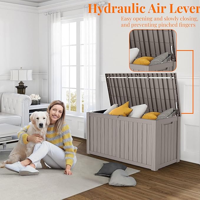 180 Gallon Outdoor Deck Box, Lockable Waterproof Outdoor Storage Boxes - Image 7