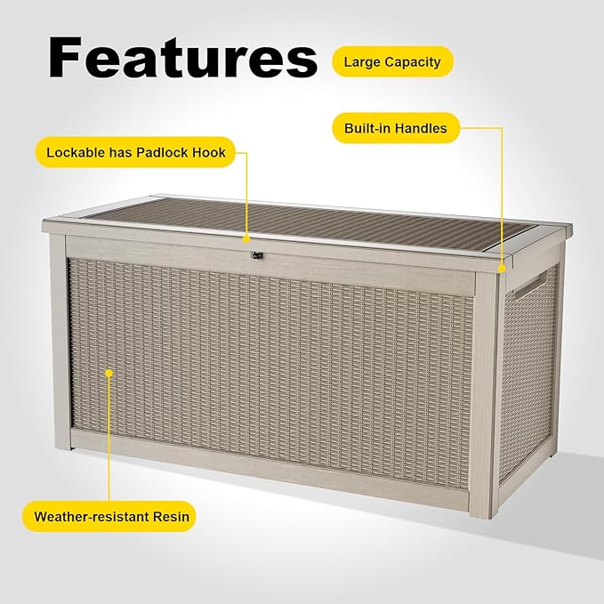 261 Gallon Outdoor Deck Box, Lockable Waterproof Outdoor Storage Boxes - Image 5