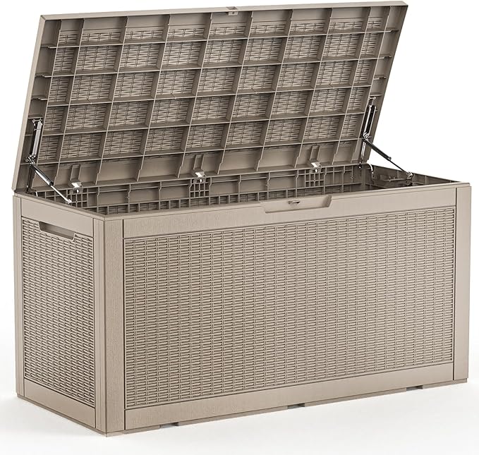 120 Gallon Waterproof Outdoor Storage Box, Resin Deck Box, Lockable Outside by MAIUSCOLI