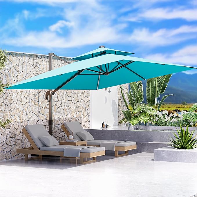 10' X 13' Outdoor Patio Umbrella Large Rectangle Cantilever Umbrella Heavy Duty - Image 7