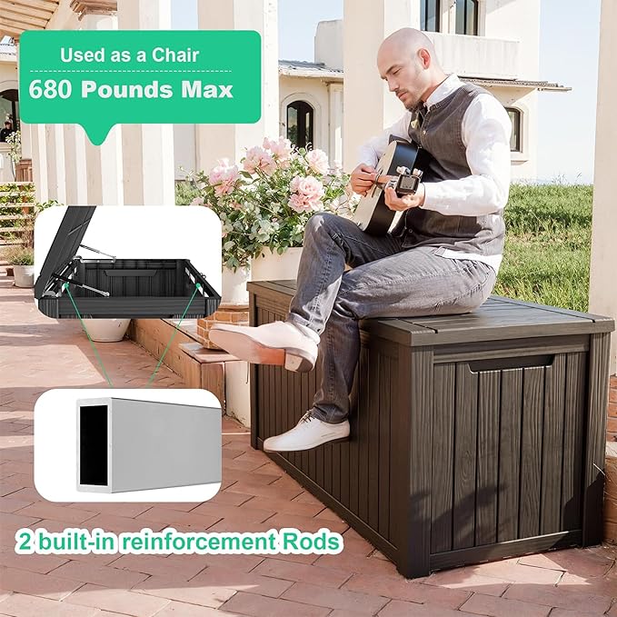 200 Gallon Waterproof Outdoor Storage Box, Resin Deck Box, Lockable Outside - Image 2