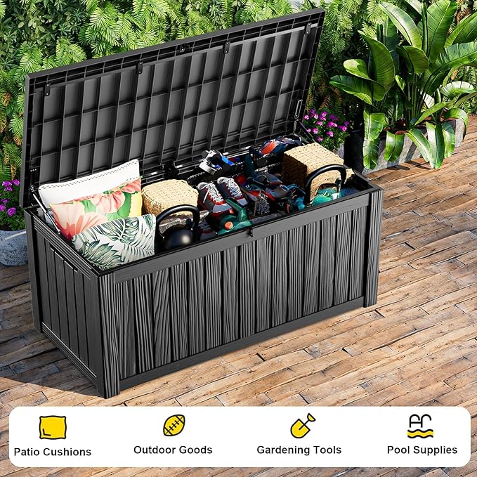 150 Gallon Outdoor Storage Box, Weather Resistant & Waterproof Resin Deck Box - Image 5