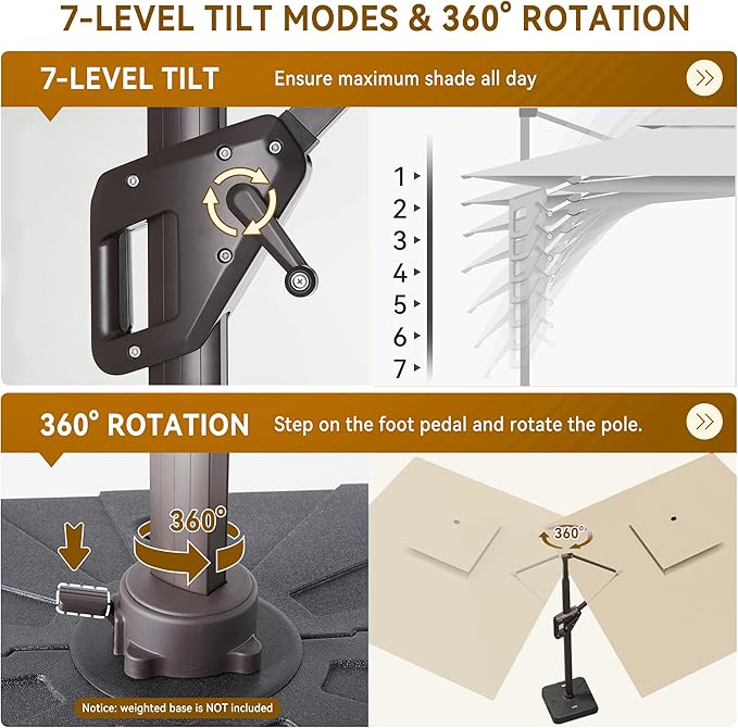 10 X 13 FT Cantilever Outdoor Patio Umbrella - Image 5