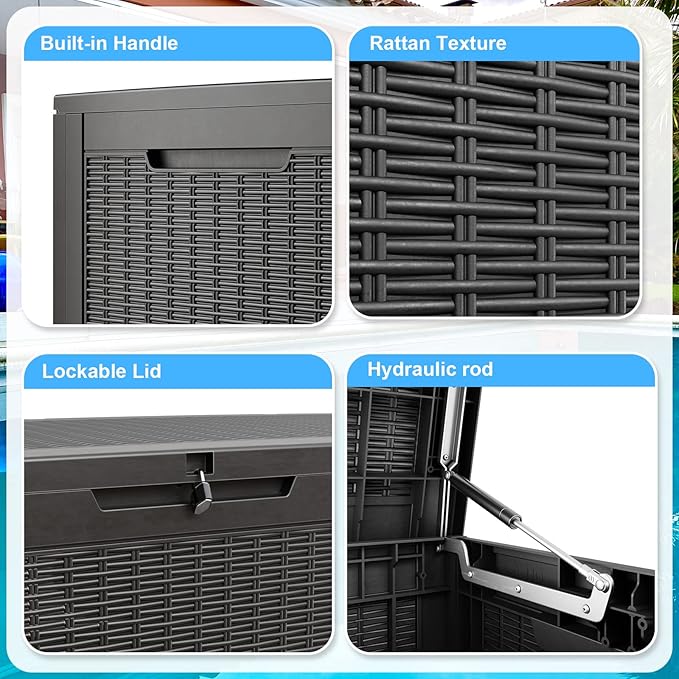 120 Gallon Waterproof Outdoor Storage Box, Resin Deck Box, Lockable Outside - Image 3