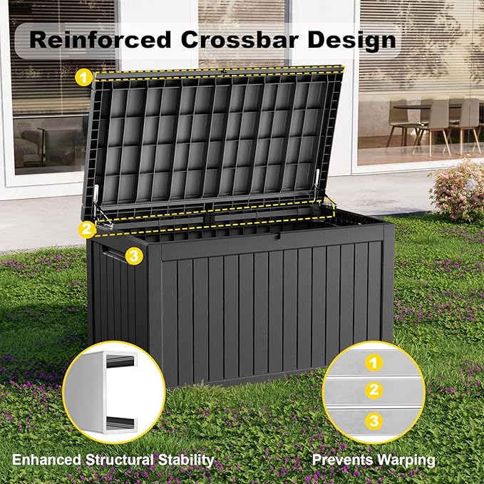 260 Gallon Outdoor Deck Box, Lockable Waterproof Outdoor Storage Boxes - Image 4