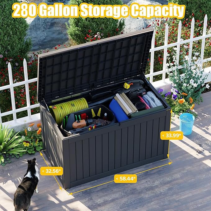 260 Gallon Outdoor Deck Box, Lockable Waterproof Outdoor Storage Boxes - Image 2