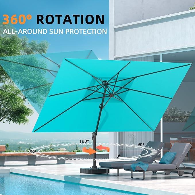 10' X 13' Outdoor Patio Umbrella Large Rectangle Cantilever Umbrella Heavy Duty - Image 5