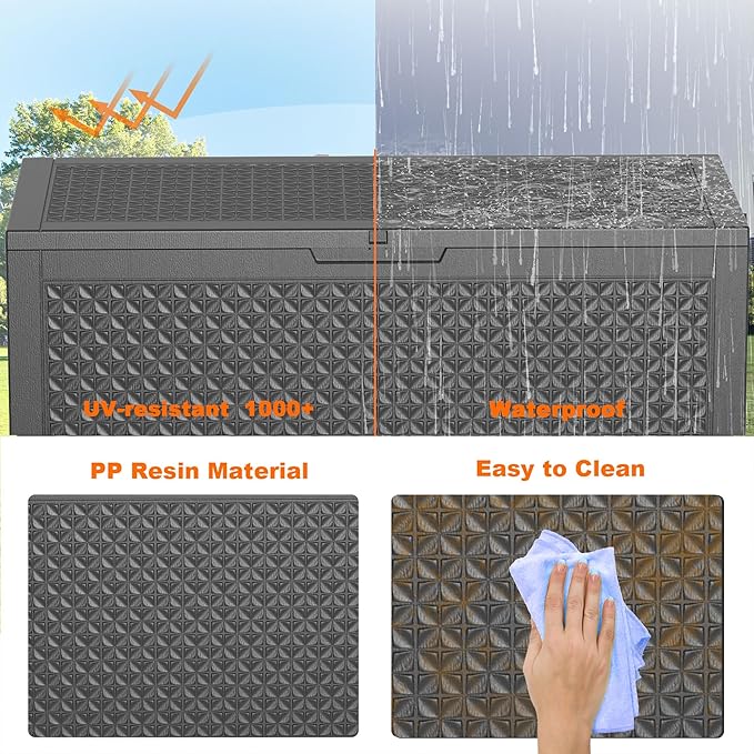 110 Gallon Resin Deck Box, Lockable Patio Outdoor Storage Box - Image 4