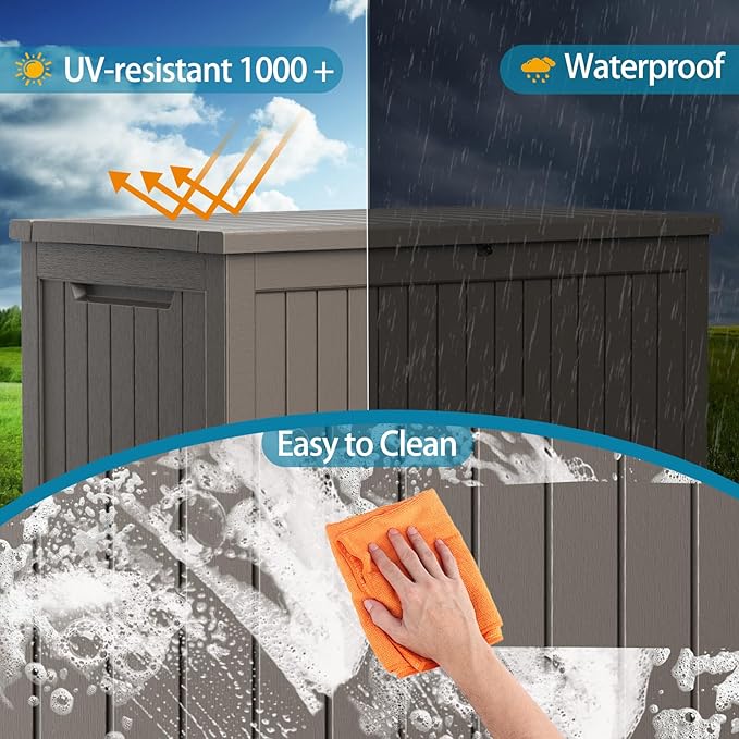 280 Gallon Resin Deck Box, Lockable Patio Outdoor Storage Box - Image 4