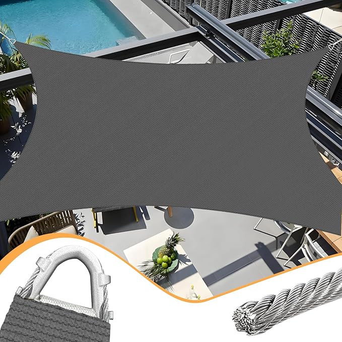 16' x 20' Sun Shade Sail Dark Grey Curved Commercial Outdoor Shade Cover by OOTONAT