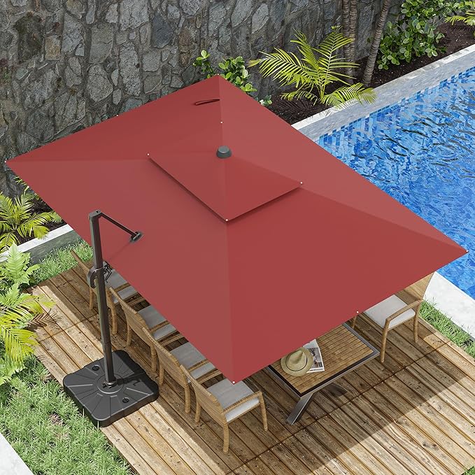 10x13FT Cantilever Outdoor Patio Umbrellas，Double Top Large Rectangle Umbrella by ZLACUIU