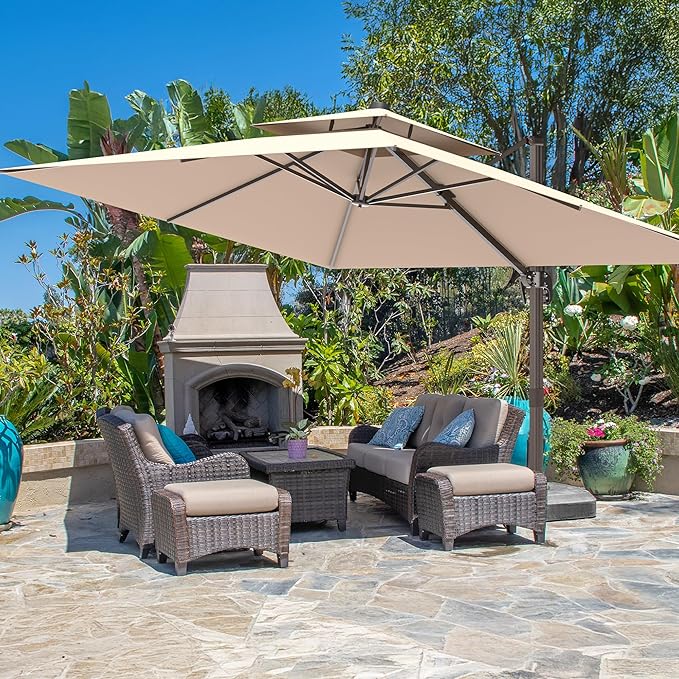 10x13FT Cantilever Outdoor Patio Umbrellas, Double Top Large Rectangle Umbrella - Image 4