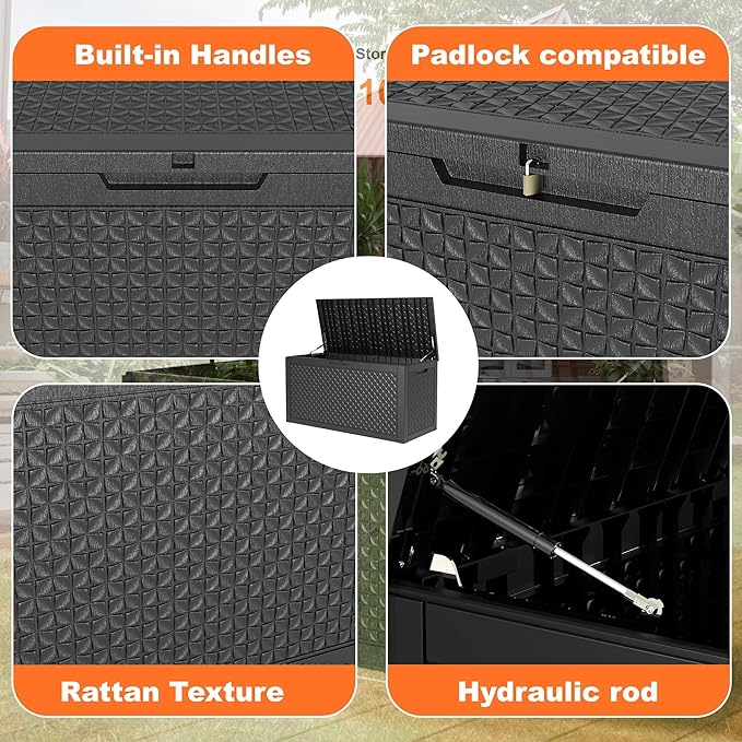 121 Gallon Waterproof Outdoor Storage Box, Resin Deck Box, Lockable Outside - Image 4