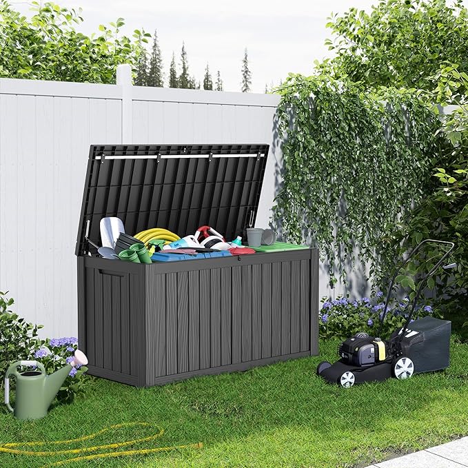 150 Gallon Resin Deck Box, Lockable Patio Outdoor Storage Box - Image 7