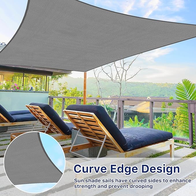 12'x16' Sun Shade Sail, UV Protection Outdoor Shade, Curved Tear Resistant - Image 5