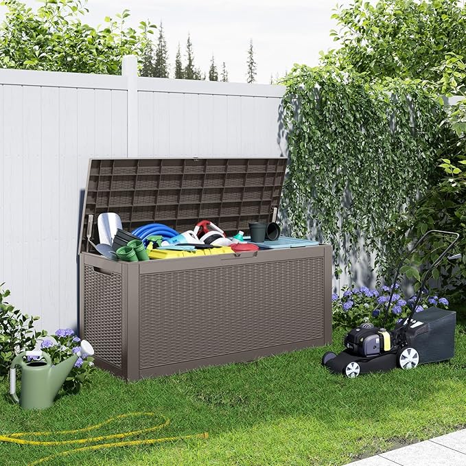 120 Gallon Outdoor Deck Box, Lockable Waterproof Outdoor Storage Boxes - Image 3