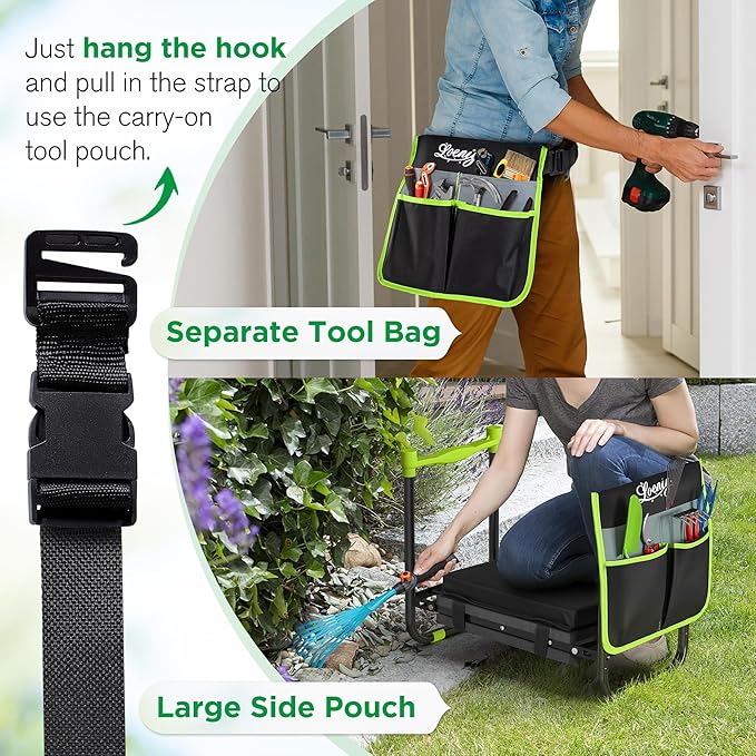 10.8” Wide Garden Kneeler and Seat, Heavy Duty Foldable Gardening Stool - Image 7