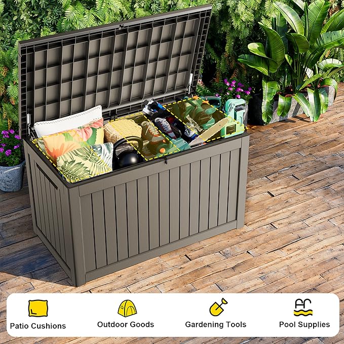 280 Gallon Outdoor Storage Box, Large Resin Deck Box - Image 3