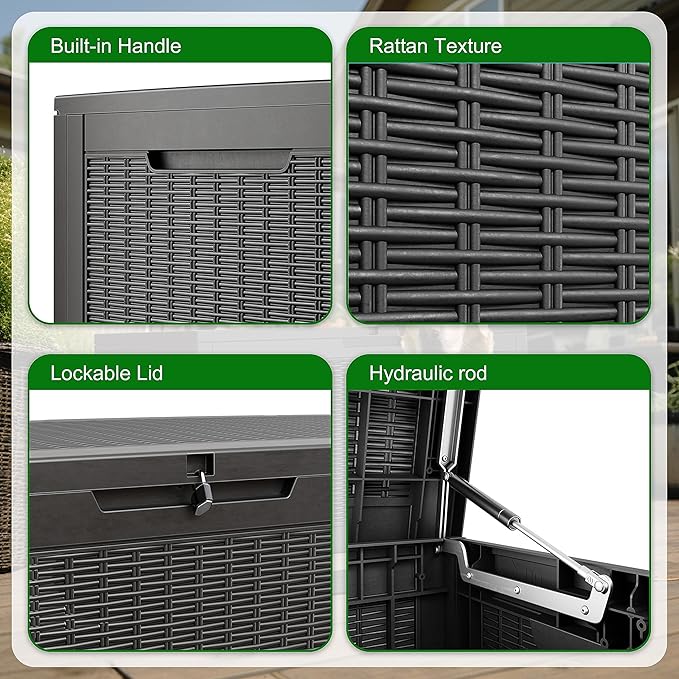 120 Gallon Outdoor Deck Box, Lockable Waterproof Outdoor Storage Boxes - Image 4