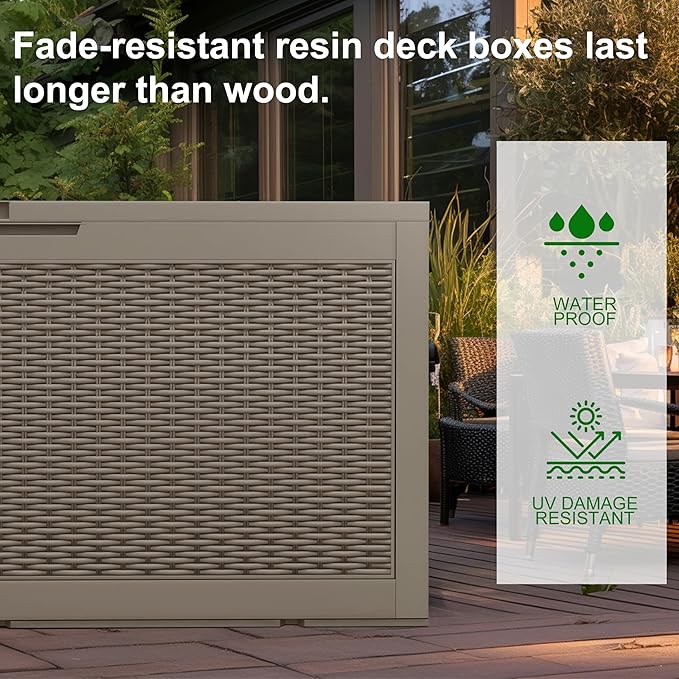120 Gallon Outdoor Deck Box, Lockable Waterproof Outdoor Storage Boxes - Image 5